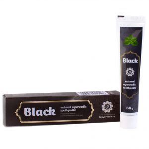 Натуральная аюрведическая зубная паста «Black» с древесным углем и каменной солью («Черная», для отбеливания)